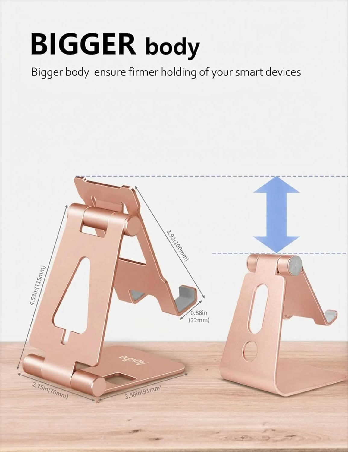 Aoviho Cell Phone Stand for Desk, Adjustable Desktop Phone Holder Stand, Foldable Moblie Phone Dock for iPhone17 16 15 14 13 12 11 Pro Xs Max Xr X 8 7 6 5 5s SE Nintendo Switch All Phones, Pink