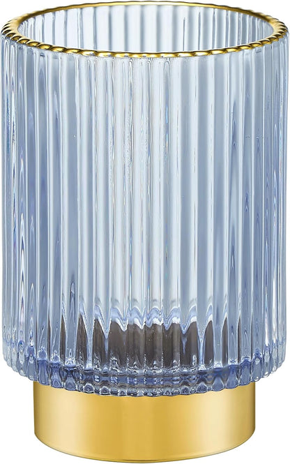 Makeup Brush Holder Organizer,Toothbrush Holders,Desk Pen Pencil Holder,Multifunctional Vintage Glass Brush Cup（L/Green/A3-6-US）