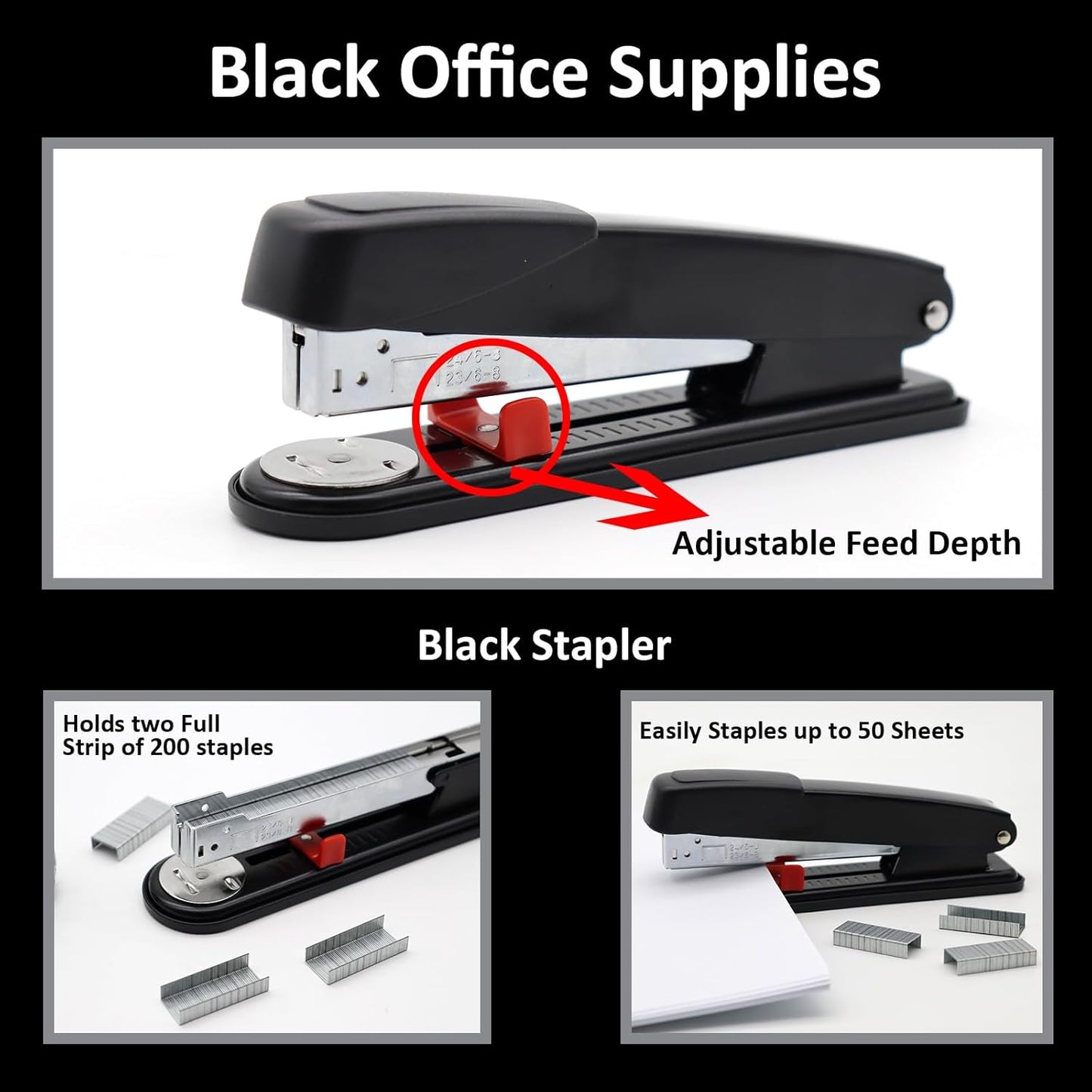 Gold Office Supplies,UPIHO Gold Desk Accessories,Stapler and Tape Dispenser Set with Large Stapler,Tape Dispenser, Staple Remover, Staples, Clips,Scissor,Pen and Sticky Notes,Gifts for Office Clerks