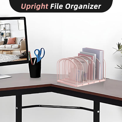 SUPEASY File Organizer for Desk, 5-Section Mesh Desk Organizer, Vertical File Holder Desktop Organizer File Sorter, File Folder Holder for Office Supplies, Black
