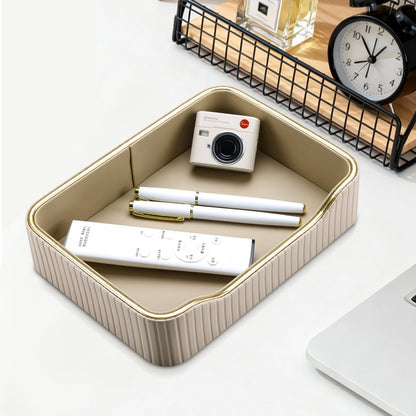 KINGFOM Prefume Tray, PU Leather Valet Tray Nightstand Organizer Perfume Trays for Men Women, Table Centerpieces Decorative Vanity Trays, Desk Organizer Tray for Key Jewelry Cosmetics (Black)