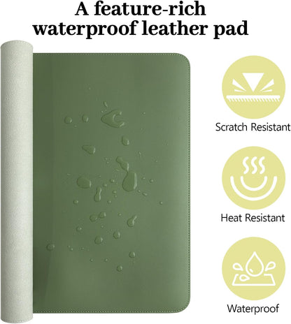Green Desk Pad and Keyboard Wrist Rest, 3in1 Mousepad + Keyboard Wrist Rest+Mouse Wrist Rest for Home Office Table Computer Cover. (31.5×15.7,Green)