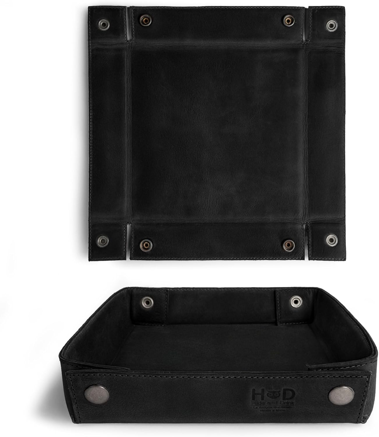 Hide & Drink, Leather Catchall Tray, Easy Access Organizer for Keys, Coins, Change, Jewelry, Watches, Smartphones, Durable, Vintage Style, Handmade :: Bourbon Brown