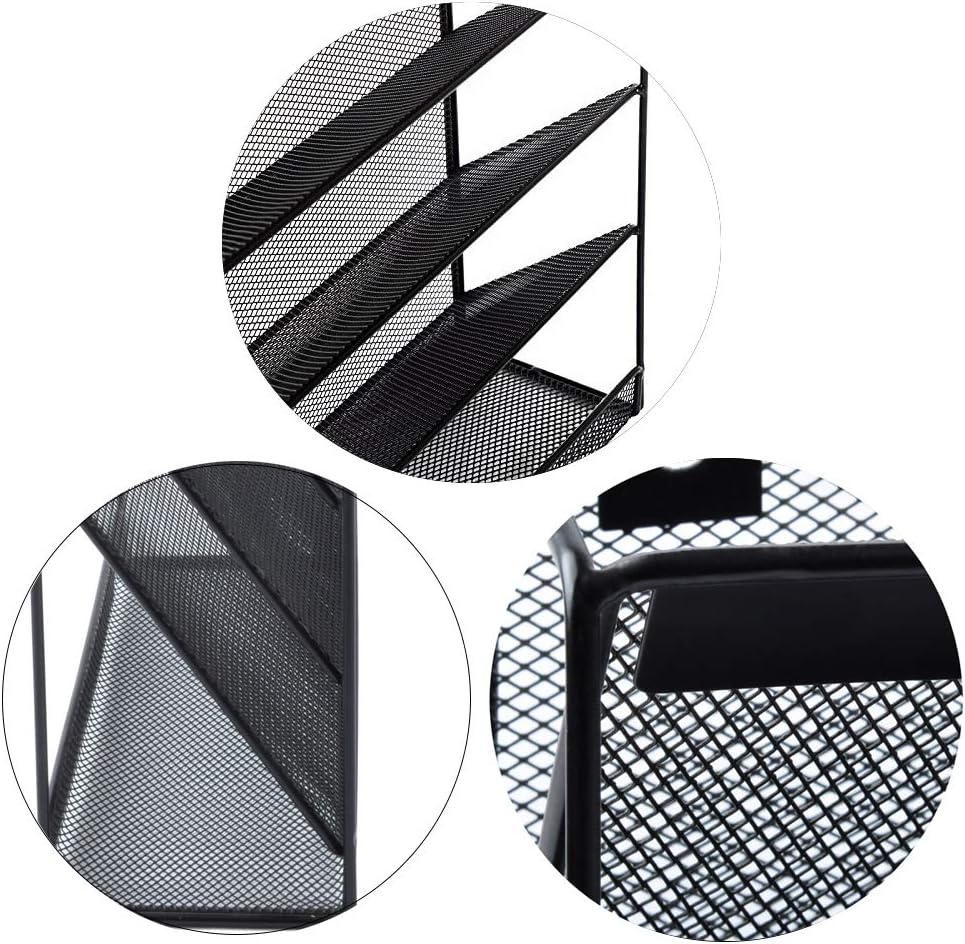 EASEPRES Desk File Organizer Mesh 6-Tier, Hanging Wall Mount Document Organization Stand, Desktop Vertical Mail Paper Folder Holder Rack with Bottom Tray for Office Home Cubicle Countertop, Black