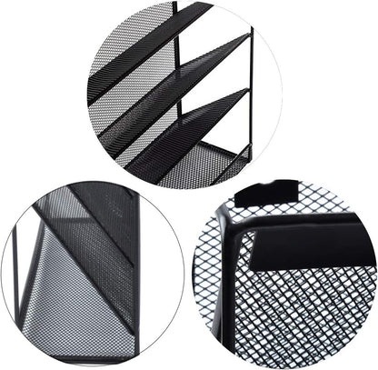 EASEPRES Desk File Organizer Mesh 6-Tier, Hanging Wall Mount Document Organization Stand, Desktop Vertical Mail Paper Folder Holder Rack with Bottom Tray for Office Home Cubicle Countertop, Black