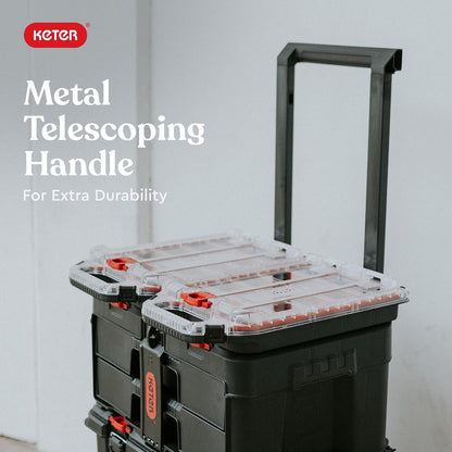 Keter Stack-n-Roll Two Drawer Tool Box for Small Parts and Power Tool Accessories, Fits Keter Modular Tool Storage System