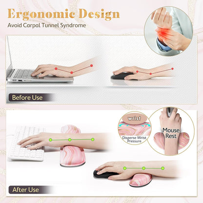 Gimars Upgrade Enlarge Silky and Superfine Fabric Gel Memory Foam Keyboard Wrist Rest Set, Ergonomic Keyboard Mouse Wrist Support for Typing Pain Relief, Comfort for Office, Gaming, Computer