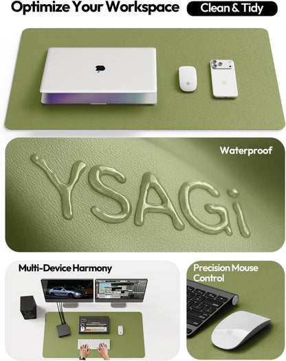 YSAGi Leather Desk Protector, Office Mat, Large Mouse Mat, Non-Slip PU Leather Blotter, Laptop Pad, Waterproof Writing Pad for Office and Home (Light Pink, 23.6" x 13.8") - Colors A