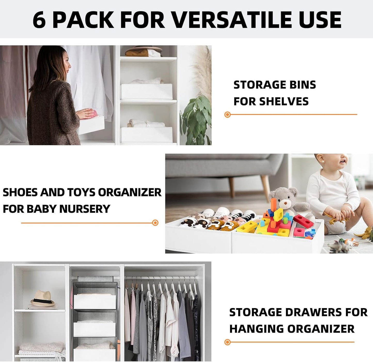 Criusia Drawer Organizer Clothes 12 Pack, Dresser Organizer for Nursery Bedroom Closet Organization and Storage - Baby Clothes Organizer Bins - Drawer Divider for Sock Underwear Bra Ties (Grey)