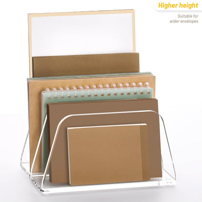 YUXUN Acrylic Mail Organizer for Desk, 2 Compartment Letter & Document Holder with Non-Slip Base, Small File Holders for Bills, Envelopes, Letters,Mails, Papers, Clear Office Supplies for School Home