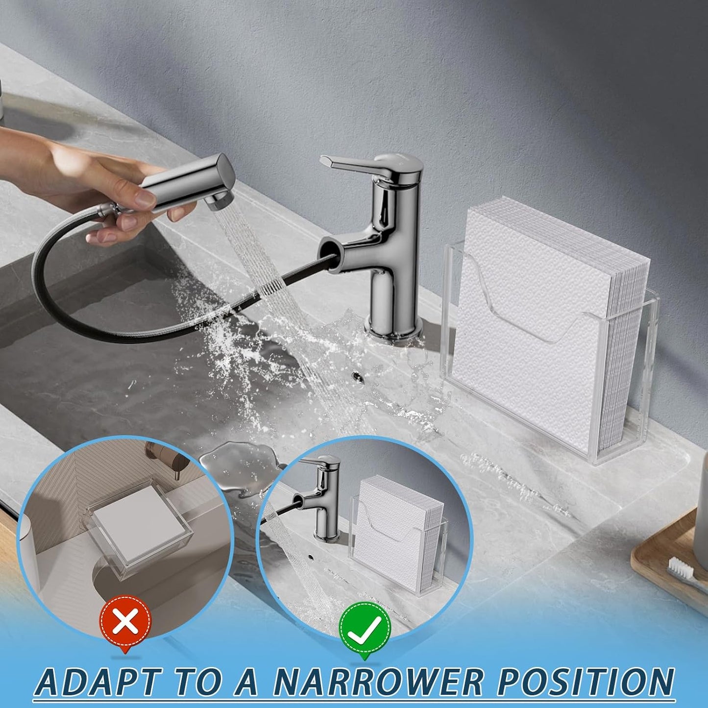 Transparent Acrylic Napkin Holder Clear Guest Paper Disposable Hand Towel Dispenser Tray Organizer For Table Home Kitchen Restaurant and Hotel Business