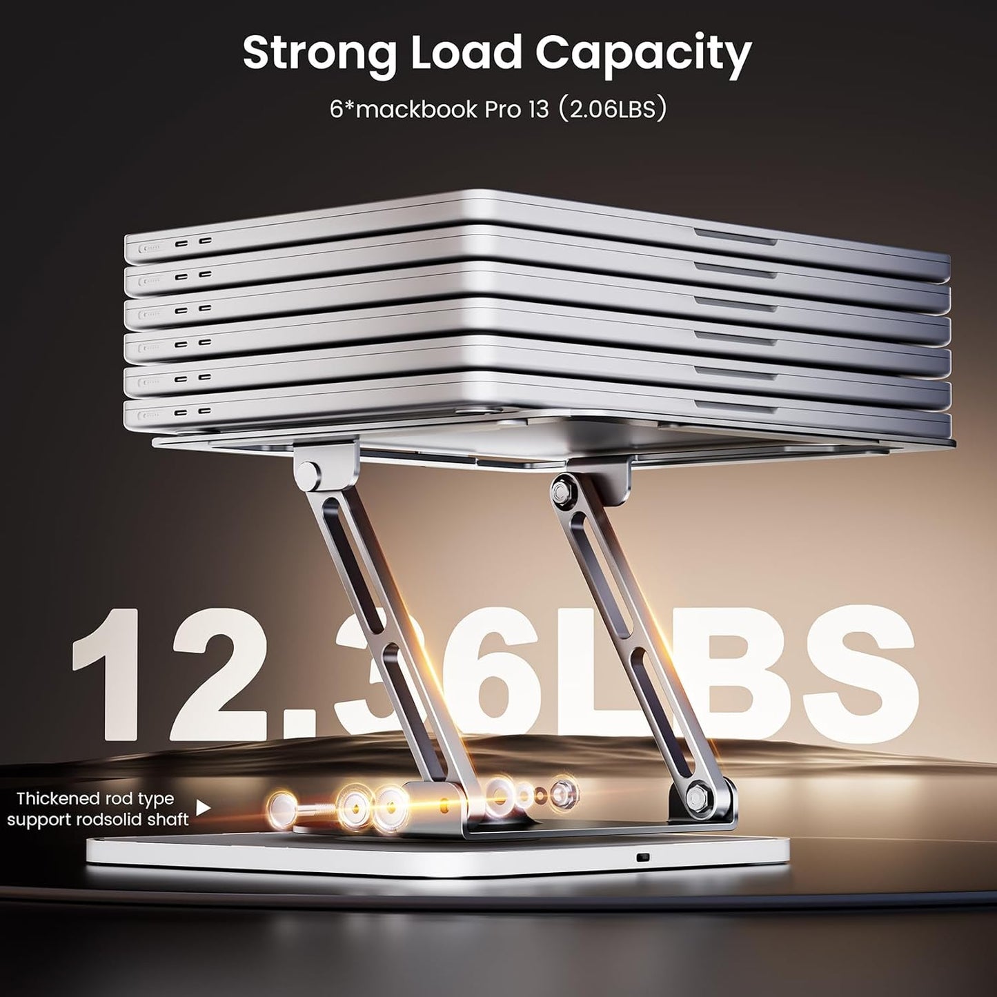 JOYEKY Laptop Stand for Desk, Adjustable Computer Stand with 360° Rotating Base, Ergonomic Laptop Riser for Collaborative Work, Foldable & Portable Laptop Stand, fits for All 10-16" Laptops (Grey)