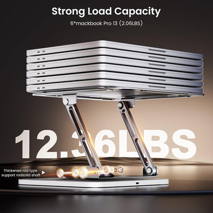 JOYEKY Laptop Stand for Desk, Adjustable Computer Stand with 360° Rotating Base, Ergonomic Laptop Riser for Collaborative Work, Foldable & Portable Laptop Stand, fits for All 10-16" Laptops (Grey)