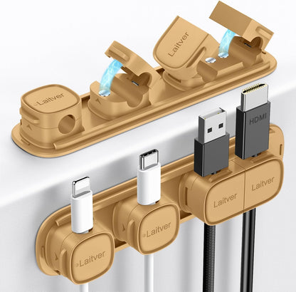 6 Pack Magnetic Cable Clips [1s Open/Lock], Laitver Cord Organizer Holder Strong Adhesive Desk Cable Management- Organize Charging Cords Neatly for Home, Office, Car,Desk, Nightstand