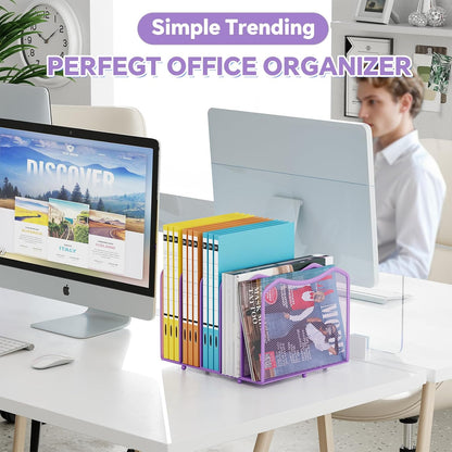 Simple Trending Mesh Desktop File Sorter Organizer, 5-Section Bookshelf for Desk Home Office, Black