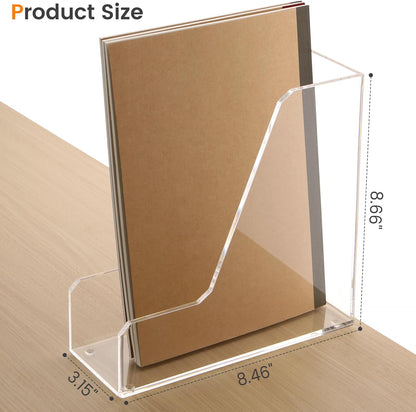Magazine Holder, Clear Acrylic Magazine Rack, File Organizer for Office Desk, Book Organizer,-One-Piece-3 Vertical spaces,1 pack (B5)……