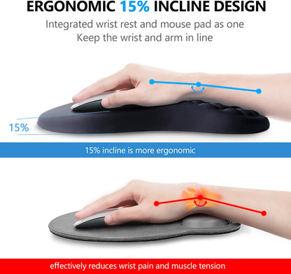 Mouse Pad Wrist Support, Laokiiy 2 in1 Keyboard Wrist Rest+ Ergonomic Mouse Pad, Non-Slip Wrist Rest for Computer Keyboard, Made Easy Typing & Relieve Wrist Pain（Banana Leaf Green）