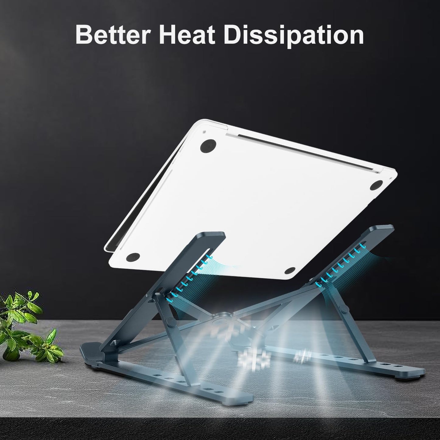 Ergonomic and Foldable Laptop Stand for Desk, Adjustable Riser, Fits All Laptops and Notebooks up to 17,Ultra-Thin,Ventilated Cooling,ABS+Silicone,Silver.
