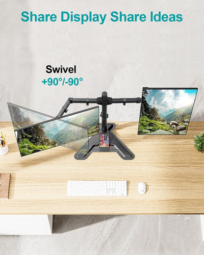 MOUNT PRO Single Monitor Stands Fits 13-32 inch/17.6 lbs Screen, Free-Standing Computer Monitor Mount for Desk, Display Standing with Adjustable Height/Tilt/Swivel/Rotation, VESA 75x75 100x100