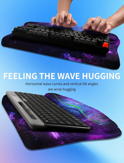 Ergonomic Wave Wrist Rest with Keyboard Stand, Cushioned Palm Rest, Comfortable Integrated Memory Foam for Natural Typing and Relieve Wrist Pain, Dark Night Black