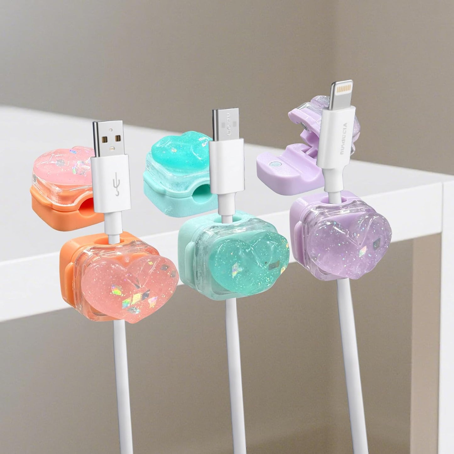 9Pack Magnetic Cable Clips for Nightstand, Adhesive Night-Glowing Cord Holder Organizer for Office Home Desk Wall Car (Star Cat Strawberry)