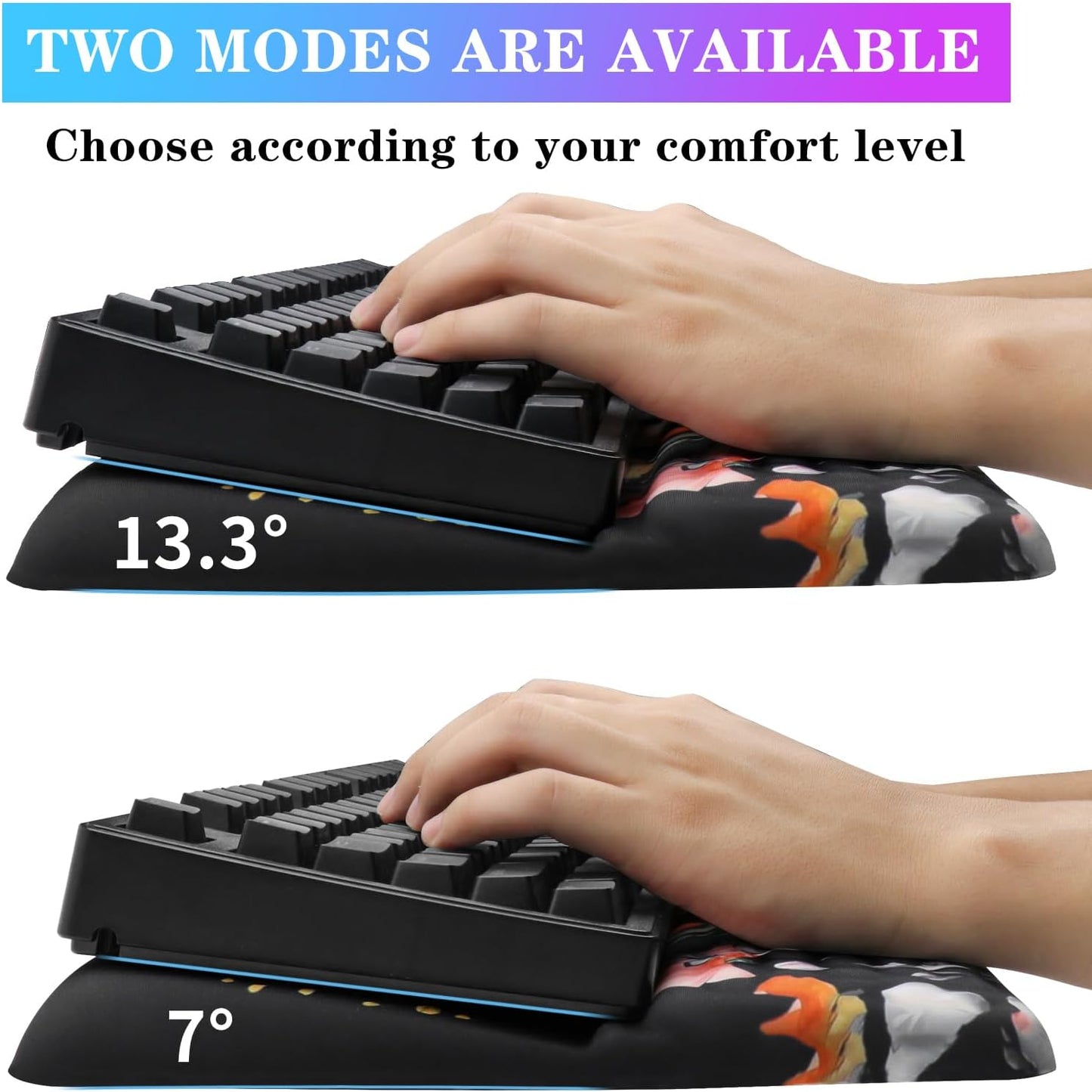 Computer Keyboard Stand with Wrist Rest, Ergonomic Tilted Keyboard Holder - Keyboard Riser with Wrist Pad - Keyboard Tray Support for Office Home - Black