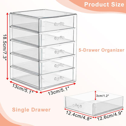 BTSKY Clear Acrylic Storage Organizer with Drawers, 3-Layer Desktop Organizer for Office Essentials, Multi-Purpose Stackable Container for Bathroom Vanity, Desk Makeup Jewelry Container Storage Box