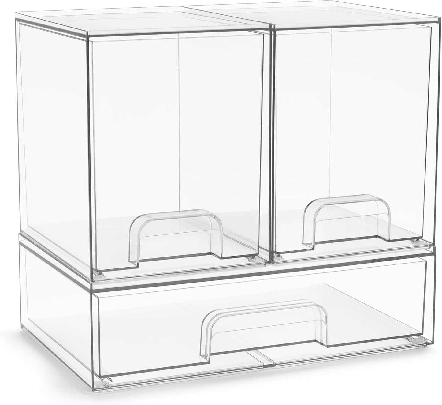 Sorbus Acrylic Storage Containers - 2 Pack, Stackable Storage Bins Set for Bathroom Organization - Clear Acrylic Drawer Organizers - Makeup Case Pull-Out Drawers (7.6’’ Tall)