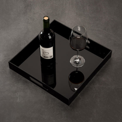 KEVLANG Clear Sturdy Acrylic Serving Tray with Handles-12x16Inch-Serving Coffee,Appetizer,Breakfast,Butler-Kitchen Countertop -Makeup Drawer Organizer-Vanity Table -Ottoman