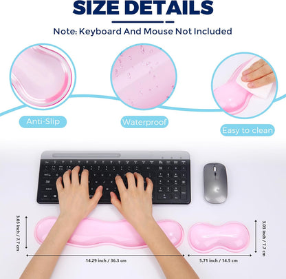 Gel Wrist Rest for Keyboard and Mouse, Wrist Rest for Keyboard, Mouse Wrist Support, Pain Relief, Cool Touch, Non-Skid, Keyboard and Mouse Wrist pad Set