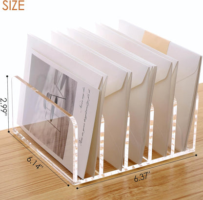SANRUI 3 Compartments Mail Organizer Letter Holder for Desk ,Vertical Letter Holder,File Sorter Acrylic Desk Organizer Office Supplies,Clear