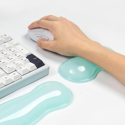 Clear Gel Wrist Rest for Keyboard and Mouse, Green Silicone Mouse Wrist Rest Set, Cute Ergonomic Wrist Rest for Keyboard 60%/75%(Green)