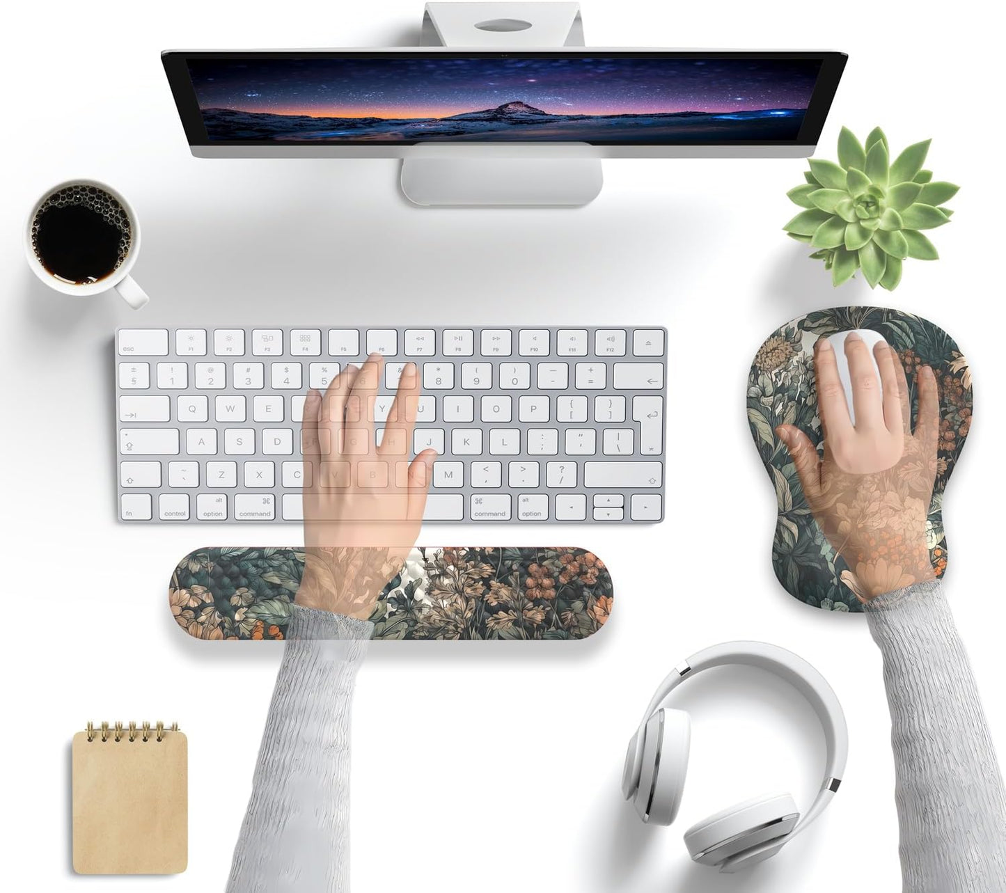 Ghost Book Mousepad with Wrist Rest Halloween Computer Keyboard Mouse Pad Black Cute, Mouse Pad with Wrist Rest for Computer Keyboard, 2 In1 Mousepad with Wrist Support Easy Typing&Relieve Wrist Pai
