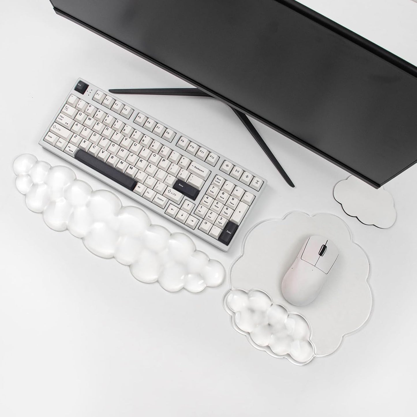 Gel Wrist Rest and Cloud Mouse Pad Support for Keyboard and Mouse - Ergonomic Pink Keyboard Wrist Pad Set for Typing Pain Relief/Computer/Laptop/Gaming/Home/Office (Cloud Shape, Gradient Blue Pink)