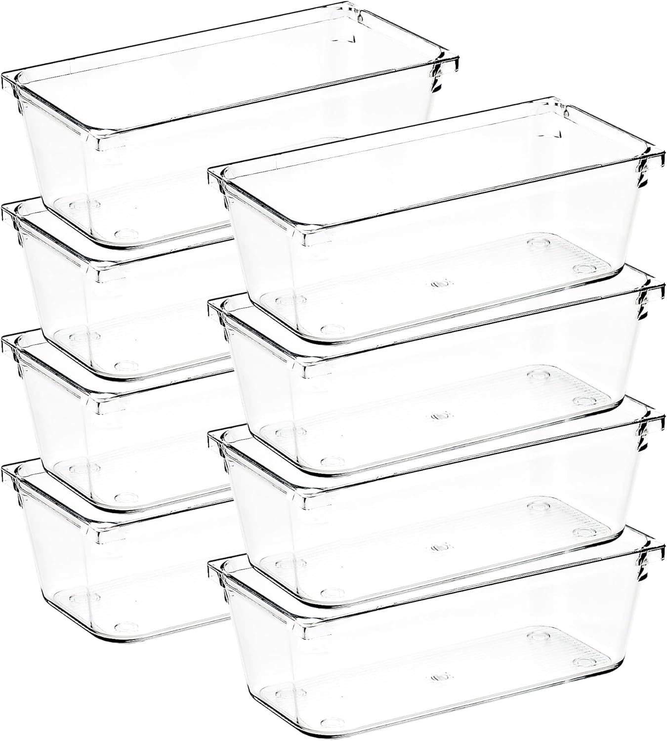 4 Pack Drawer Organizer - 3" X 6" Clear Acrylic Storage Bins with Non-Slip Pads, Versatile Desk Tray for Makeup, Jewelry, Kitchen, Bathroom, and Office Organization
