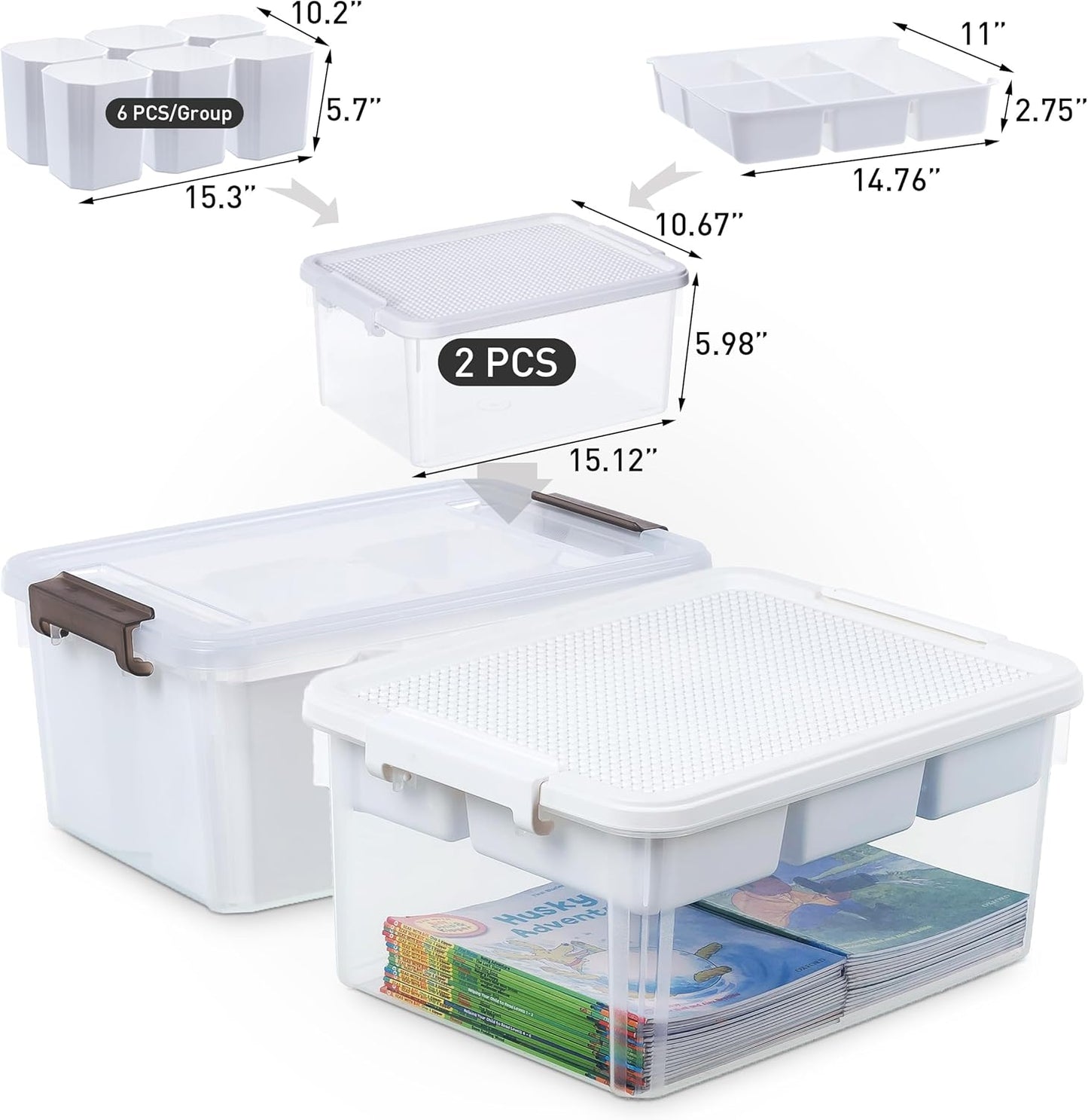 Citylife 17 QT Plastic Storage Bins Clear Storage Box with Lids Multipurpose Stackable Storage Containers for Organizing Tool, Craft, Crayon