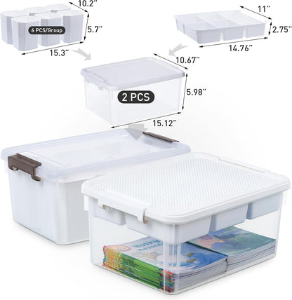 Citylife 17 QT Plastic Storage Bins Clear Storage Box with Lids Multipurpose Stackable Storage Containers for Organizing Tool, Craft, Crayon