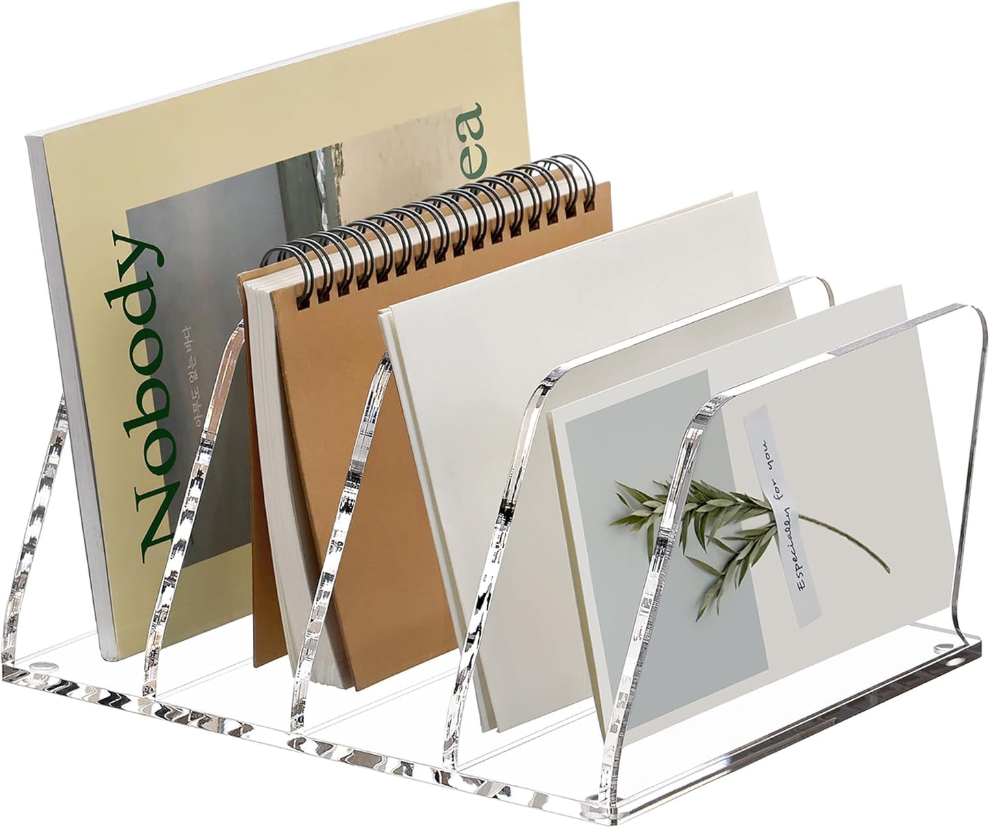 SANRUI Acrylic File Mail Desktop Organizer Sorters,3 Compartments Laddered Clear Desk Letter Organizer Office Document Sorter,Multifunction Envelope Folder Racks Holders for Office,Home, School