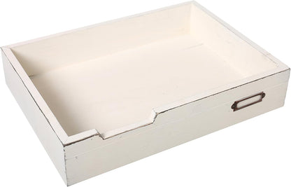MyGift Distressed Brown Vintage Wood Paper Tray, Office Desktop Document, File Folder, Magazine Holder Tray