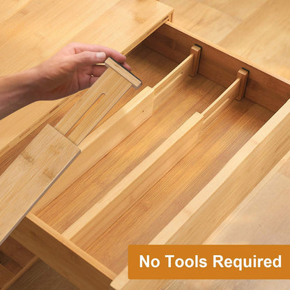 Bamboo Drawer Dividers,17-22" Adjustable Kitchen Drawer Organizer for Clothes,4 Pack Expandable Drawer Organization Separators for Bedroom,Bathroom,Dresser and Office,Natural