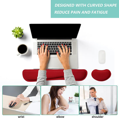 Keyboard Wrist Rest Mouse Wrist Support Set, Memory Foam Wrist Rest Pad for Computer Laptop Keyboard Mouse, Ergonomic Wrist Cushion Support for Typing Pain Relief, Gaming Home Office, Purple