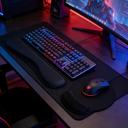 2-Pack Memory Foam Keyboard and Mouse Wrist Rest Pad Set, Ergonomic Gel-Infused, Non-Slip, Pain Relief for Carpal Tunnel