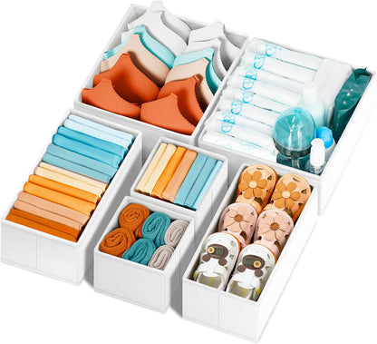 Criusia Drawer Organizer Clothes 12 Pack, Dresser Organizer for Nursery Bedroom Closet Organization and Storage - Baby Clothes Organizer Bins - Drawer Divider for Sock Underwear Bra Ties (Grey)