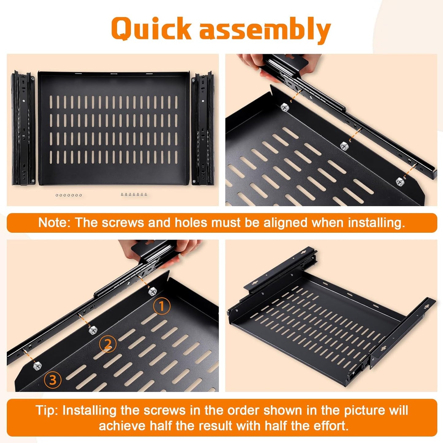 Sliding Under Desk Laptop Mount Shelf with Air Vents 16.3" W x 12" D Metal Under Desk Slide Out Tray Laptop Storage Tray for Home Office Standing Desks Workstations Cabinet Gaming