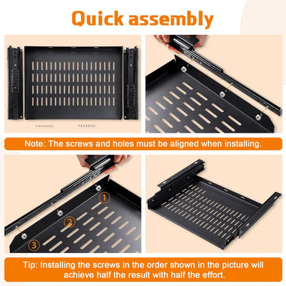 Sliding Under Desk Laptop Mount Shelf with Air Vents 16.3" W x 12" D Metal Under Desk Slide Out Tray Laptop Storage Tray for Home Office Standing Desks Workstations Cabinet Gaming