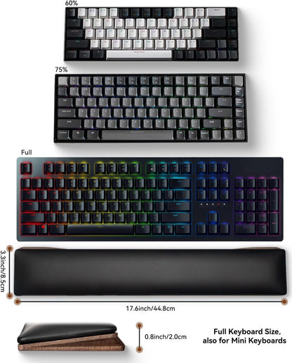 PU Leather Keyboard Wrist Rest, Ergonomic Memory Foam Wrist Support for Pain Relief, Waterproof & Easy to Clean Hand Rest Pad for Office, Gaming & Mechanical Keyboards (Classic Black)