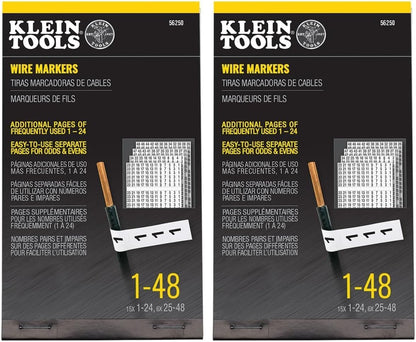 Klein Tools 56250 Wire Marker Book for Cable Management, Electric Panel Organization Wire Label Stickers, Numbered 1-48
