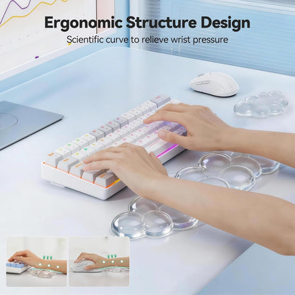 TECKNET Cloud Keyboard Wrist Rest Set, Cloud Wrist Rest with Non-Slip Base, PU Leather Wrist Pad for Keyboard with Ergonomic Memory Foam for Computer Laptop Office Gaming and Pain Relief, White