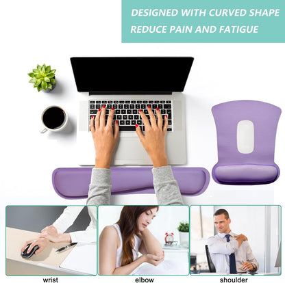 Keyboard Wrist Rest Pad Mouse Pad with Wrist Support Set of 3, Gaming Mousepad with Non-Slip Rubber Base, Ergonomic Memory Foam Mouse Cushion Support for Home Office Laptop Computer, Navy Blue