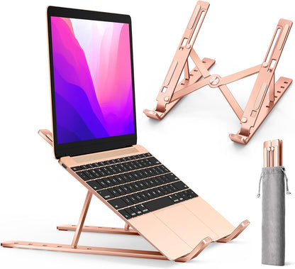 ivoler Laptop Stand, Laptop Holder Riser Computer Tablet Stand, 6 Angles Adjustable Aluminum Ergonomic Foldable Portable Desktop Holder Compatible with 10-15.6” MacBook,iPad, HP, Dell, Lenovo Silver